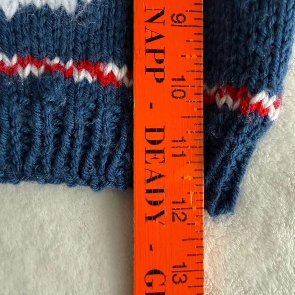 Handmadew‎ Novel Easter Bunny Baby Sweater Rolled Neck Blue White Cotton Blend - Picture 14 of 14